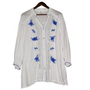 Krista‎ Lee boho embroidered tunic Blouse Size Large
